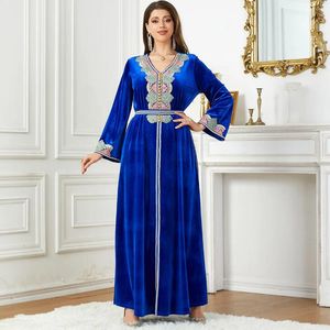 Casual Dresses Abaya For Women Muscle Autumn/Winter Velvet Dress Dubai Arab Fashion Women's Split Long Middle East Ramadan Gurban