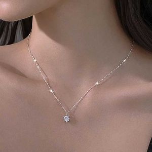 Hänge halsband temperament glänsande zirkon tren sterling silver halsband enkel kedja elegant bröllop hänge kvinnor smycken gåvor j240513