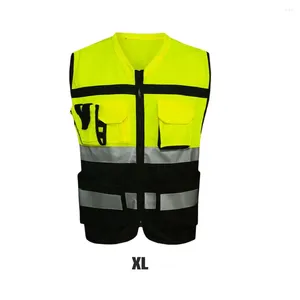 Casaco de alta visibilidade do colete refletivo de vestuário de motocicleta com bolsos de ciclismo com zíper