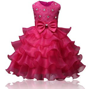 Ballkleid Blumenmädchen Kleider Schöne Burgunder Rot weiße Kleidung Minze Elfenbein mit Spitze Bogen Tutu -Ballkleider auf Lager billig von 6 m bis Alter 3014