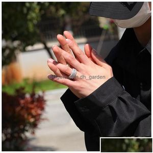 Couple Rings Couple Rings Rotatable Cuban Ring Fashion Hip Hop Jewelry Mens Gold Sier High Quality Diamond Iced Out Drop Delivery Dhga Dhgil