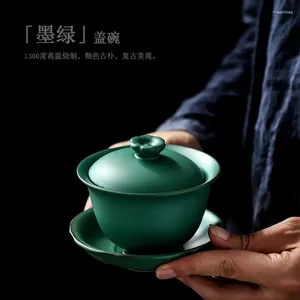 Tee -Sets Tureen Tee -Set Gaiwan Cup Japanischer Stil Grobe Pottery Brewing Bowl Keramik