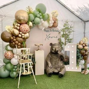 Party Decoration 121st Jungle Safari Birthday Balloon Garland Arch Retro Green Khaki Gold Latex Balloons Kids Wild One Baby Shower de