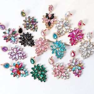 Orecchini a pennaglie 2024 Colorful Rhinestone Dichiarazione di alta qualità Crystal Drop Earrings for Women Fashion Naily Jewelry Gift