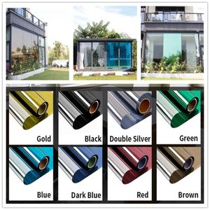 Window Stickers Sunice 1mx15m Mirror Silver Solar Film Insolation UV Reflective One Way Privacy Home Office Decoration 8 Colors Ahesive