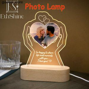 나이트 라이트 로맨틱 한 사랑 아크릴 LED 조명 개인 사용자 정의 사진 텍스트 3D 야간 가벼운 어린이 커플 기념 선물 크리스마스 선물 S240513