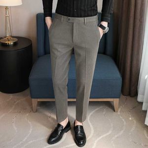 Men's Pants New Style Autumn Winter Mens Slim Casual Pants Fashion Business Stretch Trousers Men High quality Brand suit small foot pants Y240514