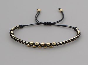 Странс бисера go2boho Дружба браслет браслет для мужчин ювелирные изделия женщин мода черная струна золотые бусины браслеты HAN1662299