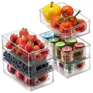 Storage Bottles Refrigerator Organizer Bin Stackable Fridge Food Box With Handle Clear Plastic Pantry Freezer Kitchen Accessories