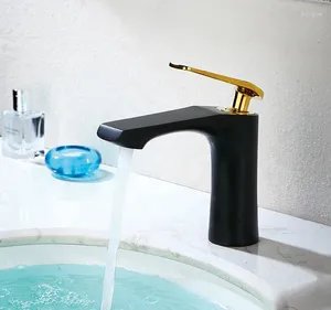 バスルームシンクの蛇口デザインブラックブラス蛇口シングルホールハンドル盆地ミキサータップ冷水銅高品質