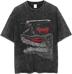 TS Y2K TOPS MENS 90S RETRO BERSERK ANIME Wzór koszula Summer Casual T-Shirt Street Clothing HARAJUU TOP T-shirt
