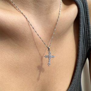 18k gold cross necklace designer for woman party 925 sterling silver chain luxury diamond 5A zirconia pendant chokers necklaces jewelry womens firend gift box