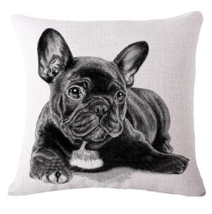 4545cm Adorável Bulldog French Bulldog Linen Cushion Concas da cintura Capa de travesseiro quadrado Casa TEXTILE3071376