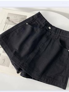 Jeans feminino Summer cor da saia de doces cor de doce de cor é fino da versão A-line temperamento All-Match
