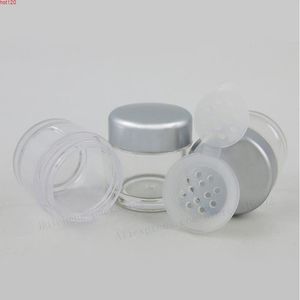 50 x 5G Clear Sample Make up Plastic Jar Travel 5ml powder case with 12 Holes Silver Cap Cosmetic Mini Cream Powder Containersgood Hoka Ajog