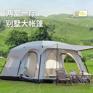 Tält och skyddsrum utomhus camping tält två sovrum ett vardagsrum snabbt ställer in utrustning familj resor tentq240511