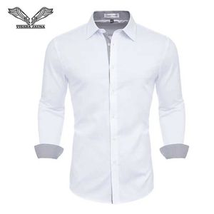 Herrklänningskjortor 100% bomullsherrskjortor Camisa Masculina Long Slve Shirt Men Korean Slim Formal Casual Male Dress Shirt Plus Size Clothing Top Y240514