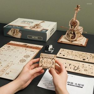 Dekorativa figurer 67JE 3D Musikalisk violin Wood Puzzle Capriccio Model Building Block Christmas Gift