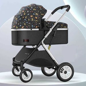 Kinderwagen# Neuer Kinderwagen Netter Cartoon Dinosaurier Cariage High Landscape Foldable Bassinet Puchair tragen auf Pram H240514