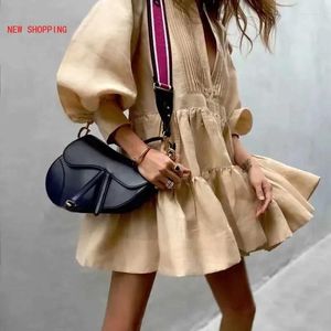 Lässige Kleider Khaki Kleid Frauen 2024 Frühling Herbst Langarm Mode Rüschen Damen elegante weiße Taschen Mini Sexy