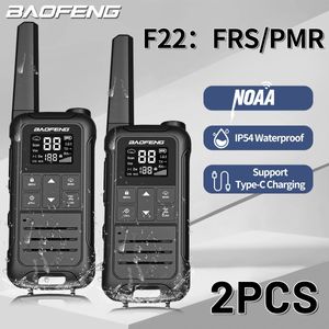 2 pezzi Baofeng F22 pmr frs mini walkie talkie impermeabile tipec Licencefree NOAA Radio Ham portatile a due vie per caccia 240510