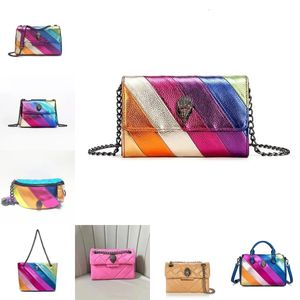 2024 Kurt Geiger Eagle Heart Rainbow Leather Toteバッグ女性デザイナーショルダーバッグクロスボディクラッチ旅行財布付きシルバーチェーン適切なスタイル