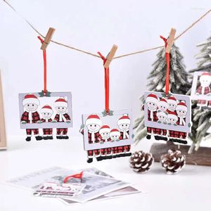 Gåva hängande dekorationer ornament julgran trä hänge kreativ söt familjebild ram