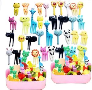 Gorks Animal Fruit Picks Bento Box Mini Cartoon Toothpicks Lunch för barn