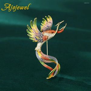 Spille Ajojewel Crystal smalto Bird Bird Bird for Women Phoenix Gioielli in stile Cinese Pin per spillo unico