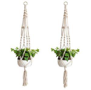 Växthängare macrame rep krukor hållare rep vägg hängande planterhängare korg växter innehavare inomhus blomkruka korgar lyft5435470