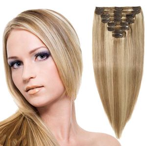 Golden 613# real hair wig American ladies long straight hair clip hair eight-piece set real hair hair wholesale hair products