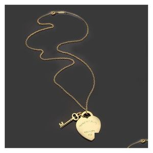 Anhänger Halsketten Damen Love Heart Designer Schmuck Schlüssel für Frauen Gold/Sier/Rose mit FL -Paket von Marke als Weihnachts -Drop -Lieferung DHKHV