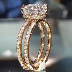 2024 New 14K Gold Double Diamond Ring Ring Diamond Princess Noivage Rings for Womens Ladies Fashion Jewelry