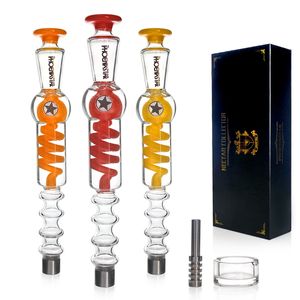 Phoenix Star Nectar Collector Kit - glass bubbler, Titanium Nail, wax dish Portable Dabbing Set for Concentrates Freezable coil Glass Bongs 8.5 Inches
