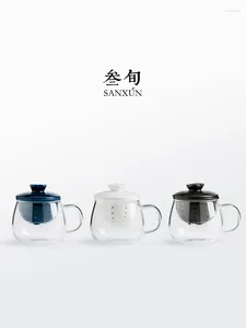 Tassen Untertassen runden Spaß Glas Teetasse Keramik mit Deckelfilter Tee Wasser separates Making -Tassen -Büro trinken