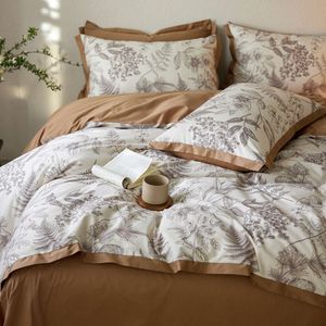 American A-Class 100 Long Staple Cotton Tryckt Four Piece Set All Pure Light Luxury High-End Feeling Bed Sheets Däcke täcker sängkläder