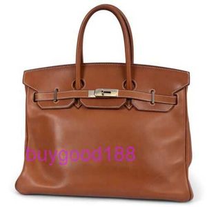 AAbirdkin Delicate Luxury Designer Totes Bag 69905 Authentic Fauve Brandy Barenia Leather 35 Pack Women's Handbag Crossbody Bag