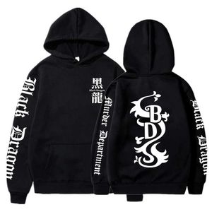 Herrtröjor tröjor män kvinnor Tokyo Revengers Anime Hoodies Black Dragon Graphic Printed Hooded Plus Size Sweatshirt Harajuku Pullover Clothing T240510