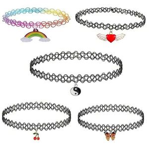 Chokers 1 Kolye Set Set Kolye Büyüleyici Unicorn Gökkuşağı Gururlu Kalp Güneş Butterfly 90S Mücevher Kına Dövme Kızlar Gençler ve Çocuklar D240514