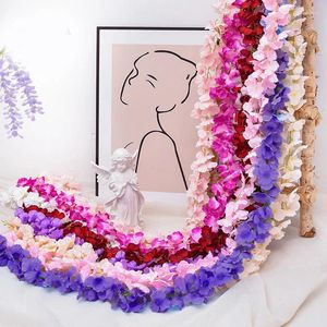 Decorative Flowers 1PC Fashion Fake Flower Hydrangea Vine Artificial Wisteria Home Decor Wall Hanging