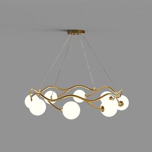 Gold Luxury Chandelier Led Glass Ball Pendant Light for Living Room Bedroom Restaurant Hanging Lamp Indoor Decor Fixture