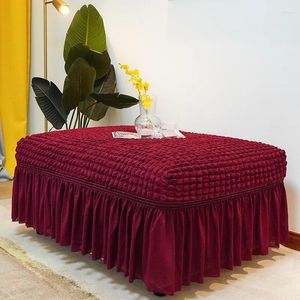 Stol täcker fyrkantig soffa pallskydd stretchbar fotpallskydd tvättbar möbler fodral ottoman bänk med hem kjol