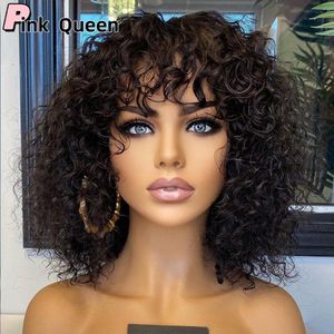 Afro Bordas Curly Wig 4C Bordas de cabelos de cabelos de bebê perucas de renda de bebê 150% HD Lace Frontal Wig Remy Kinky Curly Synuation Hair Wigs para mulheres