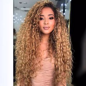 360 degree full lace wig bone straight 13x4 European and American wigs for women with long curly hair African small curly wigs gradient color chemical fiber headgear