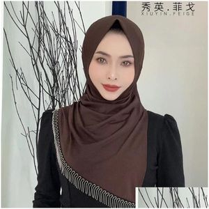 Ethnic Clothing Tassels Ready To Wear Er Head Femme Musman Side Slit Hijabs Drop Delivery Apparel Dhjwc