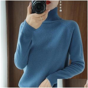 Menströjor Turtleneck Cashmere tröja Kvinnor Vinterhoppare Sticke Kvinnlig långärmad Tjock Loose Plover S 220810 Drop Delivery App Dhxhl