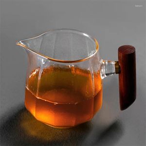 Muggar japanskt trähandtag Glass Fair Cup Tea Pitcher förtjockad Hammer Mönster Dispenser Hushåll Chahai Kungfu Tillbehör