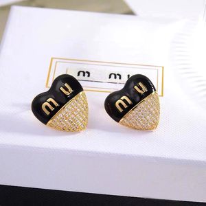 Luxus MM Marke Love Heart Designer Ohrringe Gestüt Frauen 18k Gold Weiß Kristall Vintage Oorbellen Brincos Arette Sweet Pink Black Ohrring Ohrringe Juwely