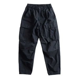 Męskie spodnie męskie lekkie oddychające japoński w stylu szeroko nowoczesnym spodnie taty - Spodnie odzieży roboczej z wieloma kieszeniami J240507