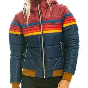 2024 Womens Nation Zipper Rainbow Jacket Pressed Coat Elegant engross Harm acolchoado parkas 240513